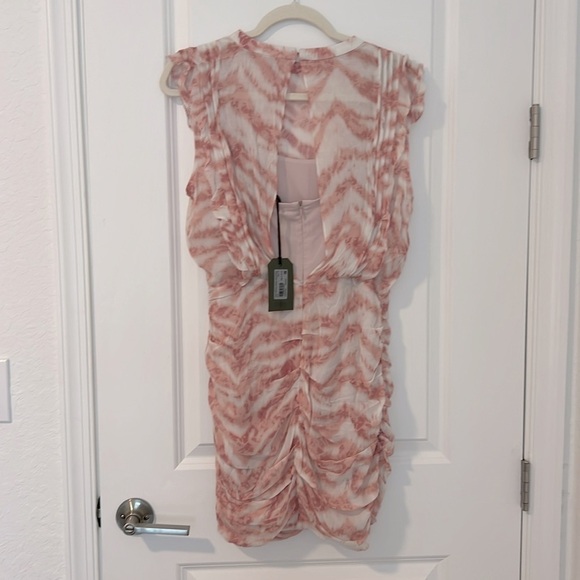 NWT ALLSAINTS Hali Areias Mini Dress Pink Ruffled Ruched UK 10 US 6 - Picture 7 of 16